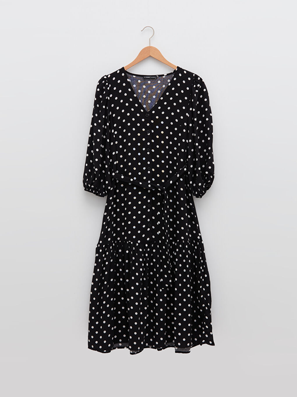 V-Neck Polka Dot Viscose Women's Dress-5