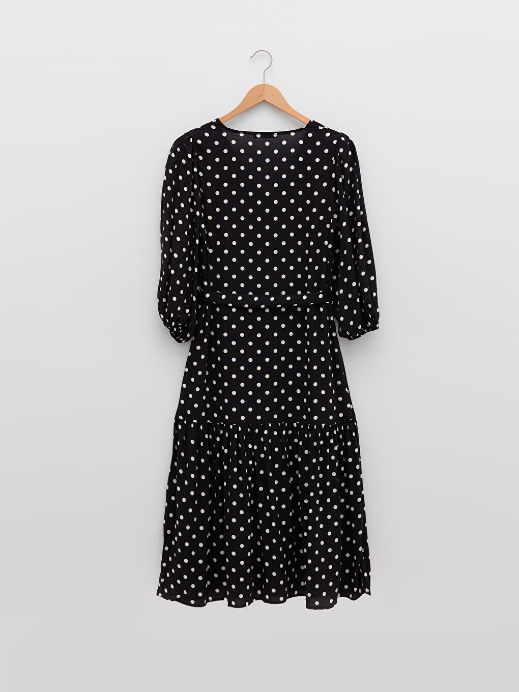 V-Neck Polka Dot Viscose Women's Dress-6