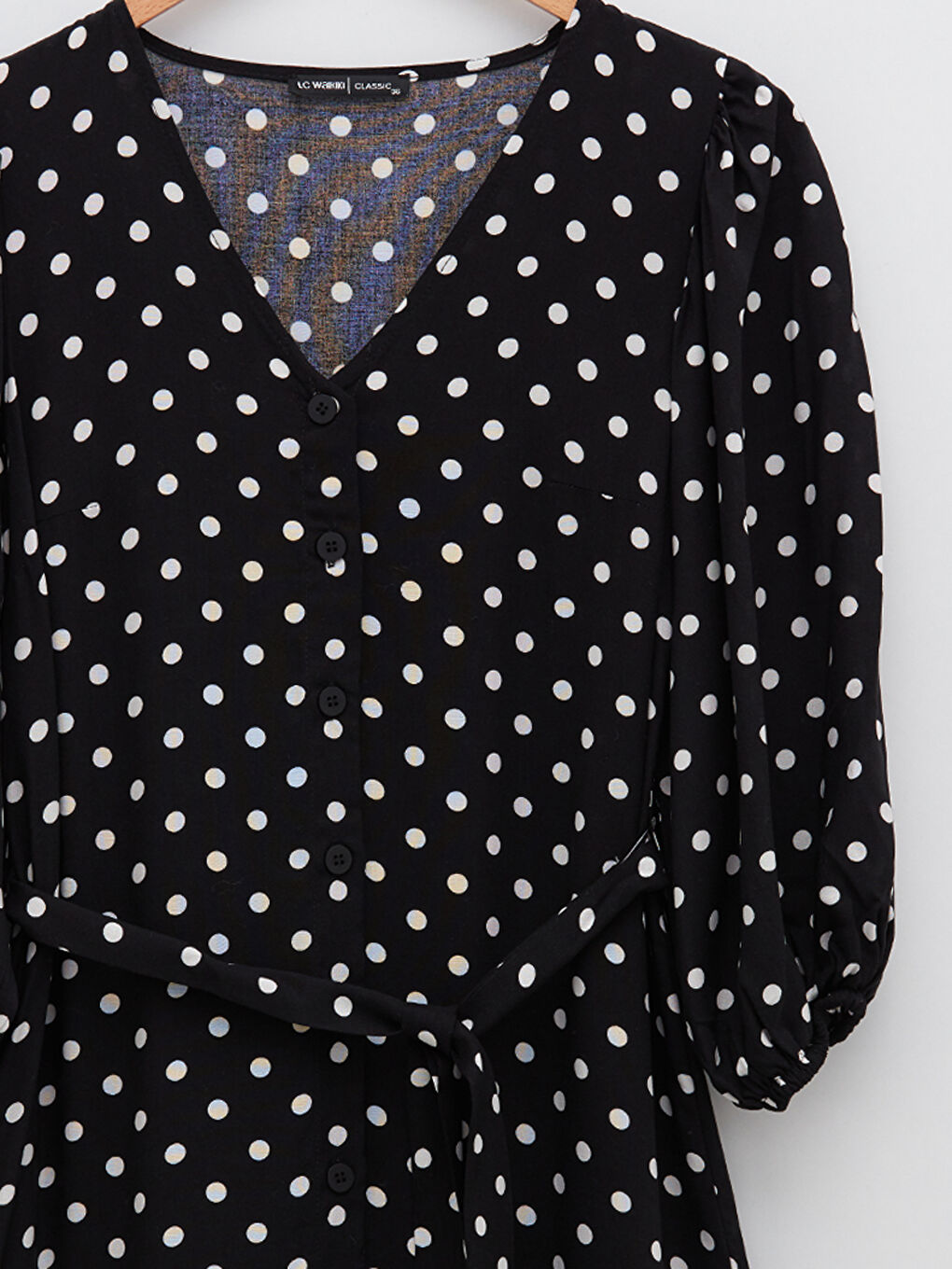 V-Neck Polka Dot Viscose Women's Dress-7