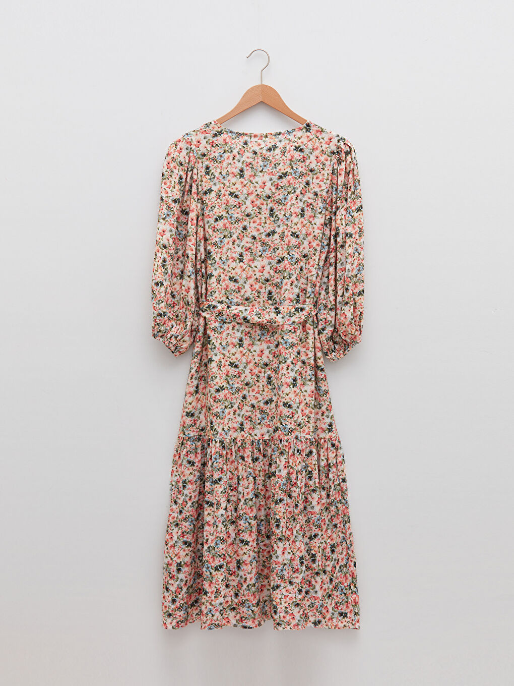 V-Neck Floral Long Sleeve Viscose Women's Dress-6