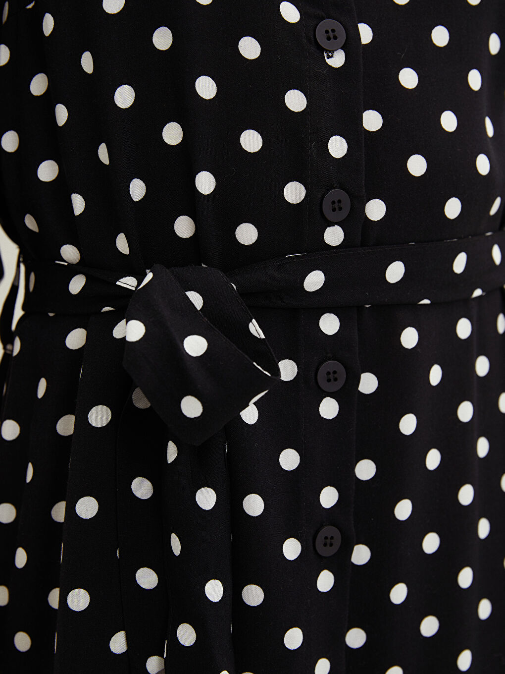 V-Neck Polka Dot Viscose Women's Dress-3