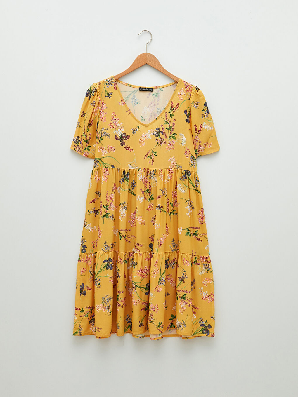 V-Neck Floral Short Sleeve Viscose Women's Dress -S2BQ70Z8-LUG