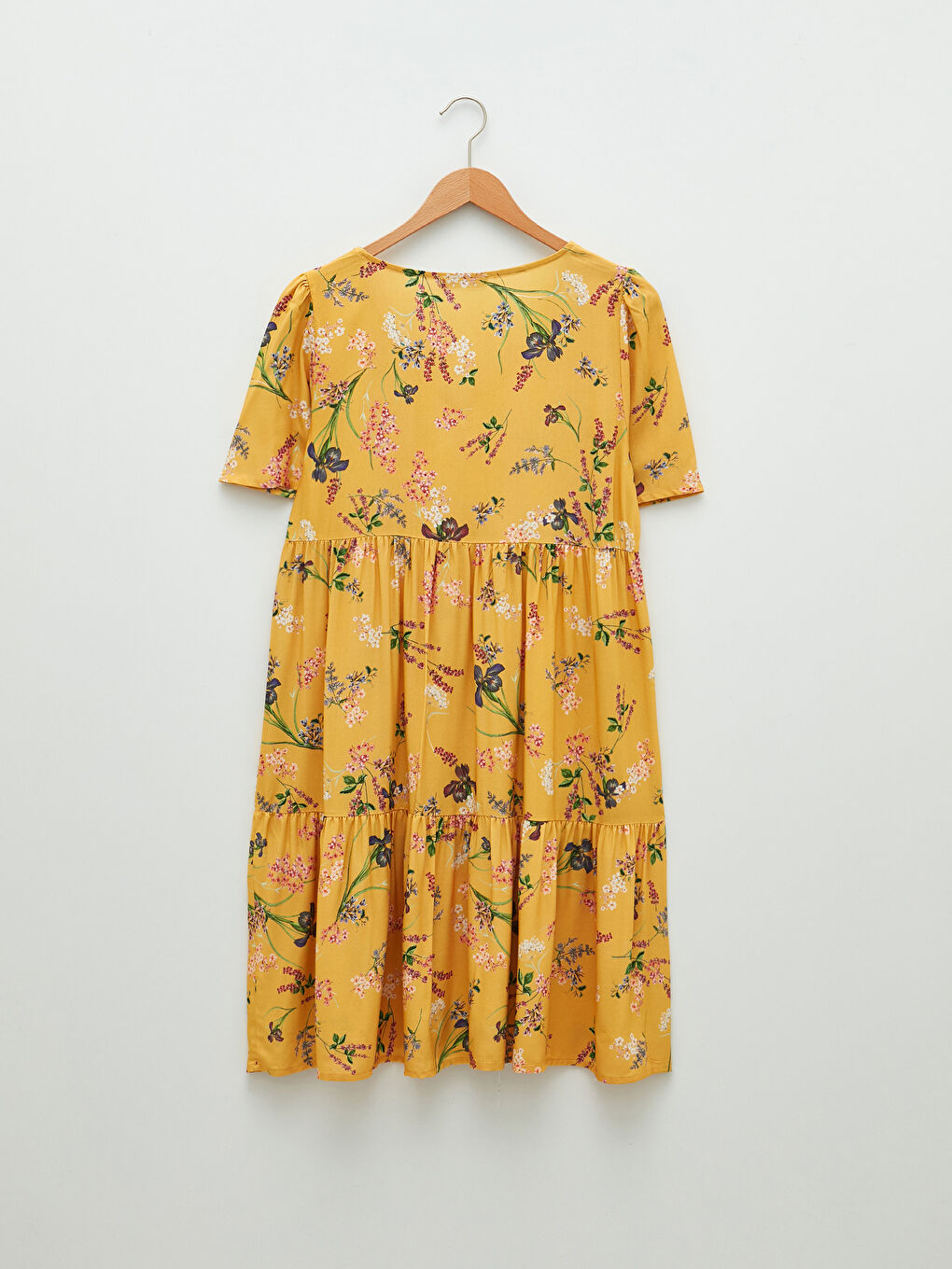 V-Neck Floral Short Sleeve Viscose Women's Dress -S2BQ70Z8-LUG