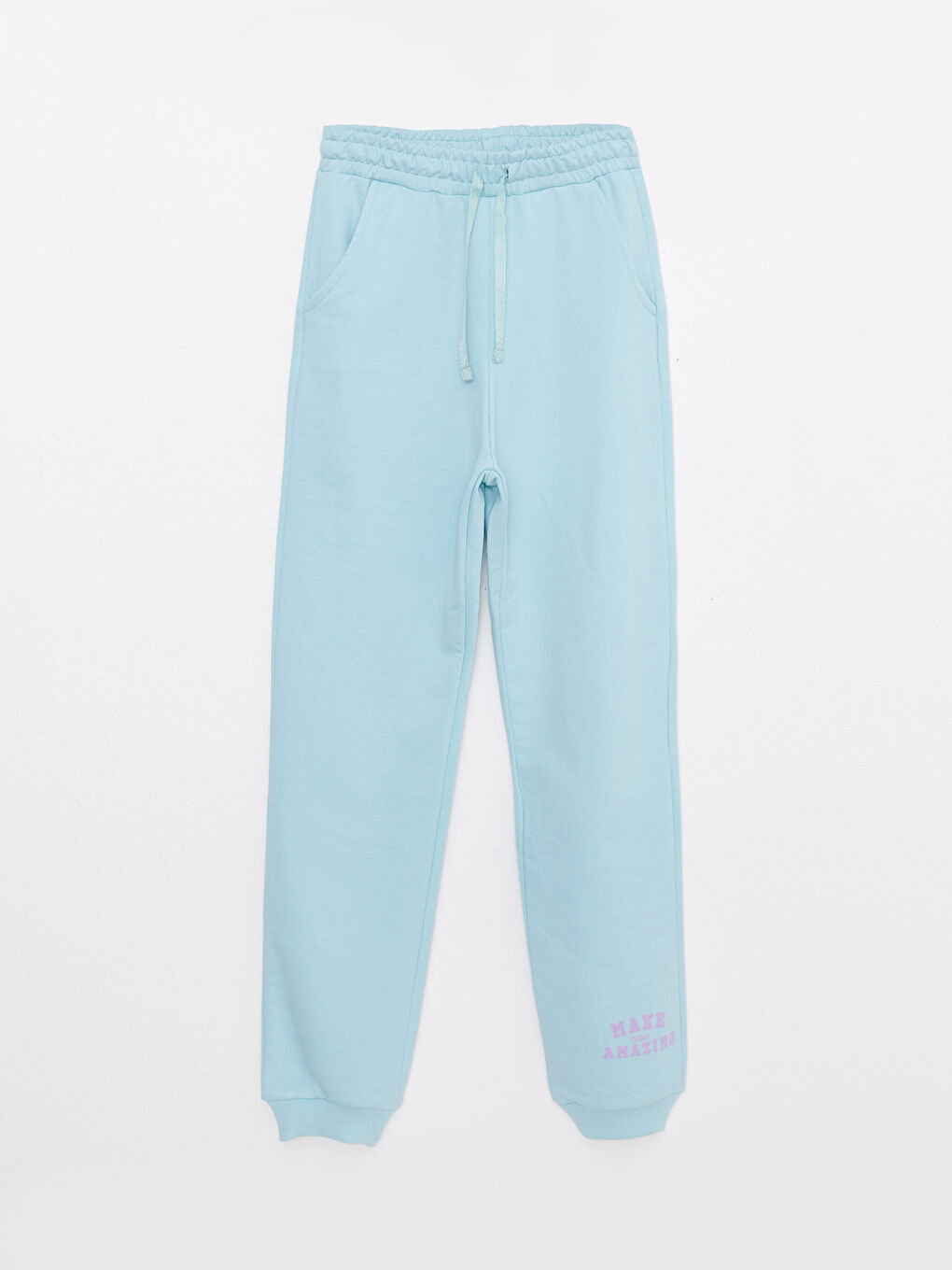 بنطلون رياضي بناتي مطبوع بخصر مرن