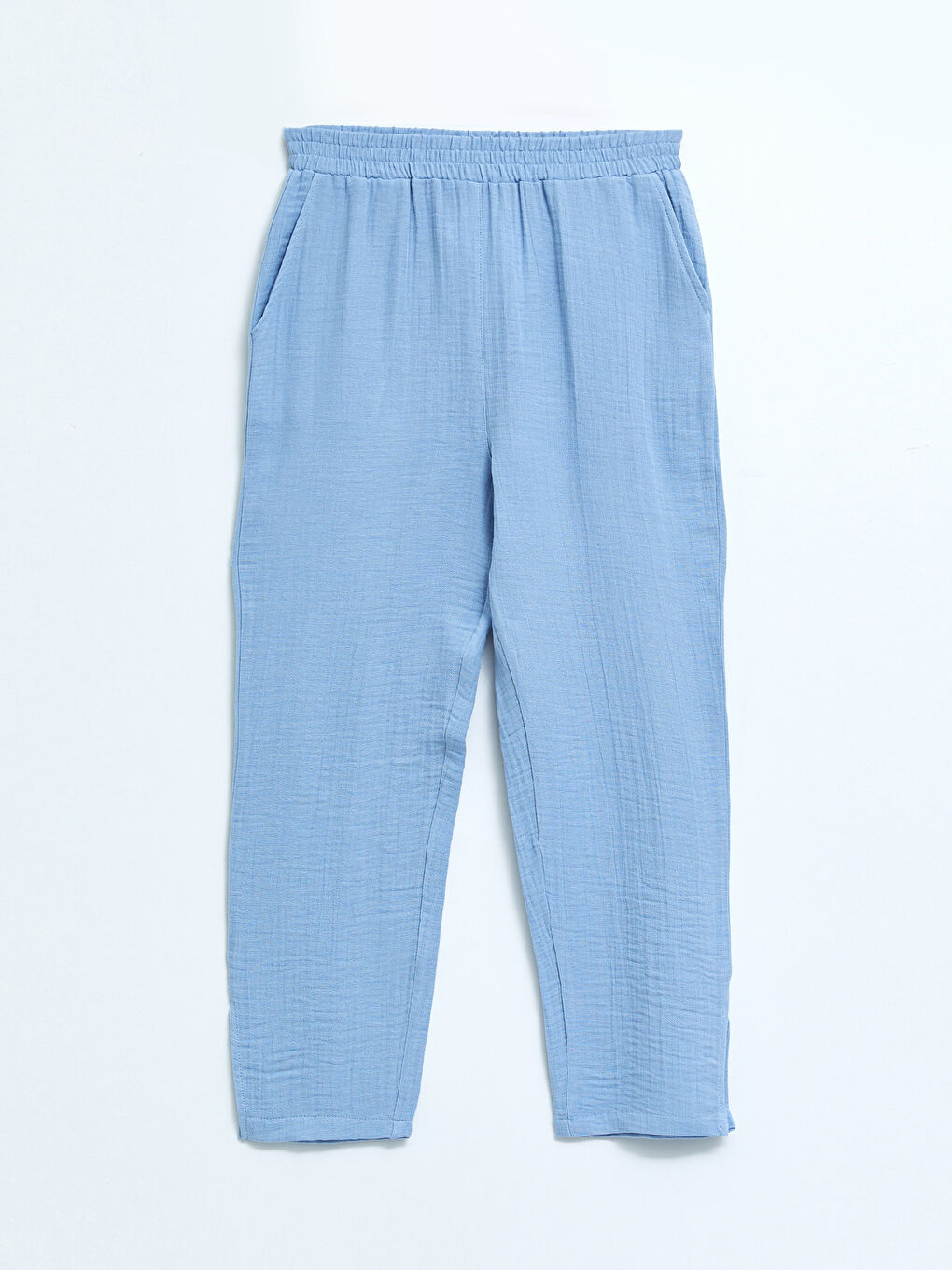 Elastic Waist Comfortable Fit Straight Pocket Women's Trousers Detailed-5