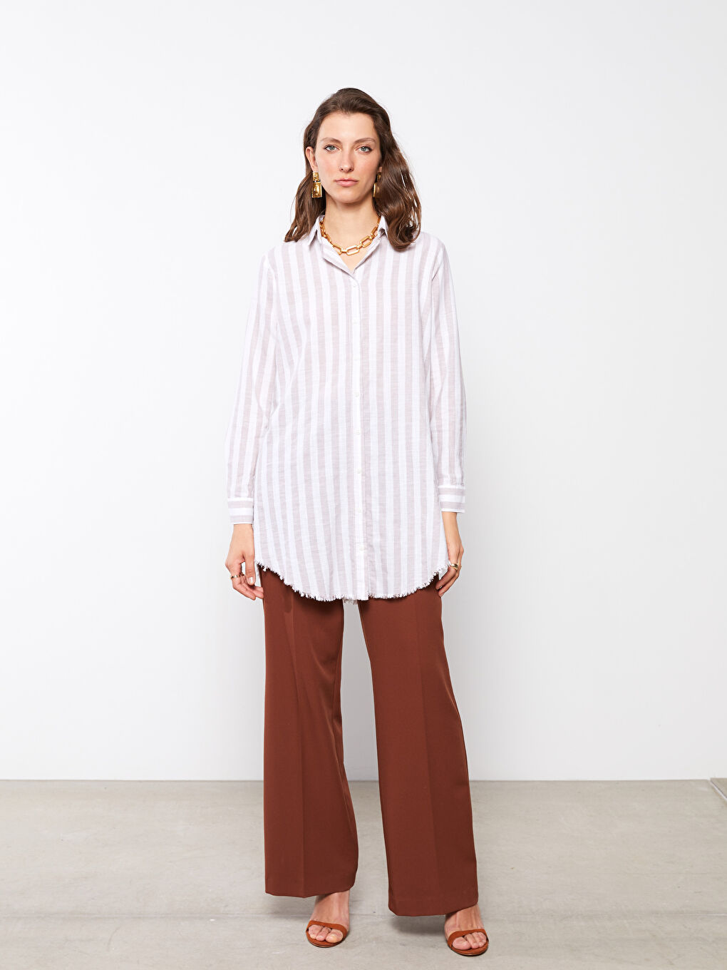 Tunică Cămașă Vărgată pentru Femei-2