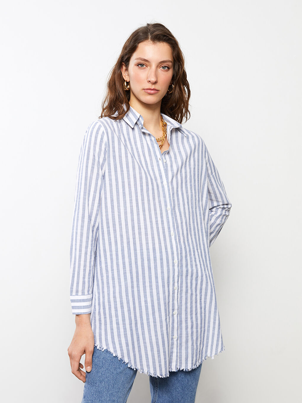 Striped Women's Shirt Tunic-2