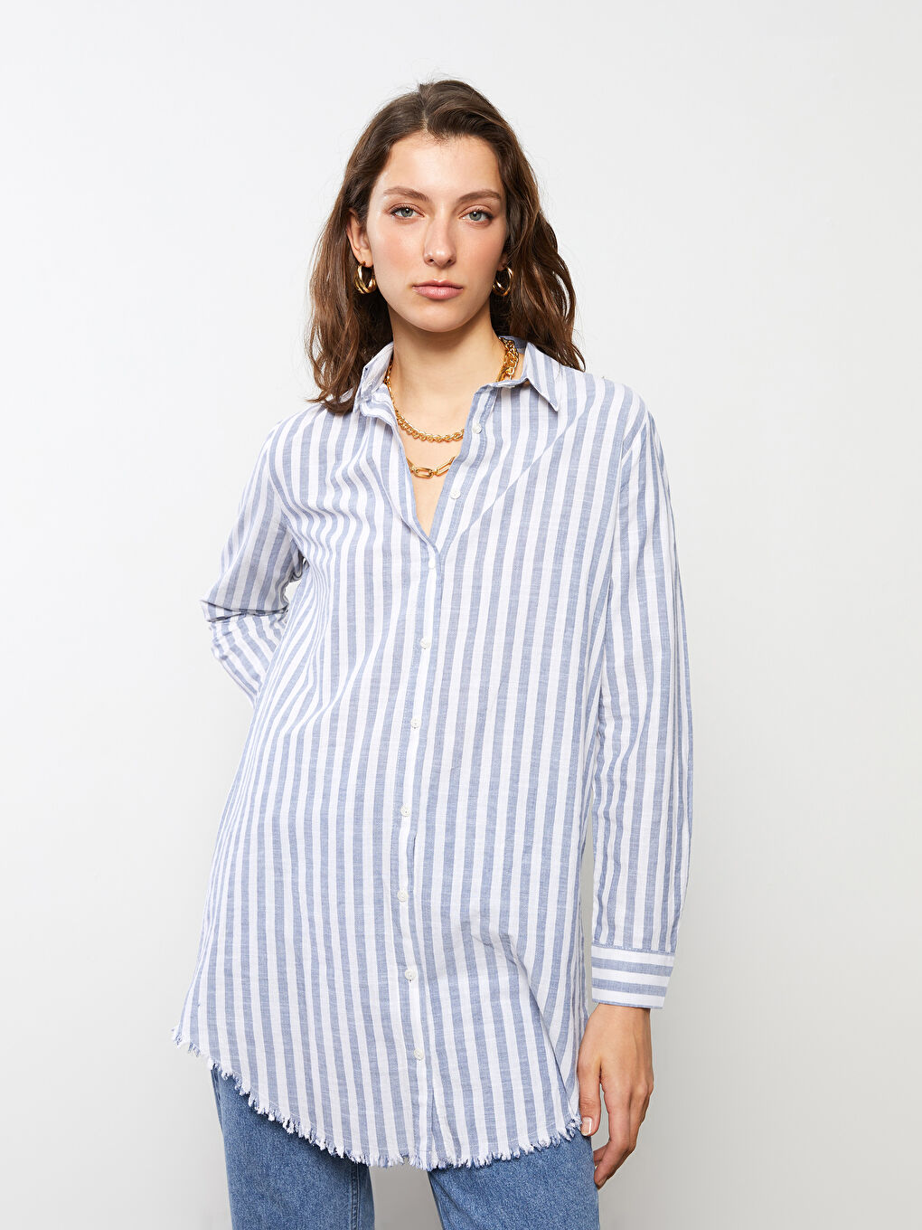 Striped Women's Shirt Tunic-3