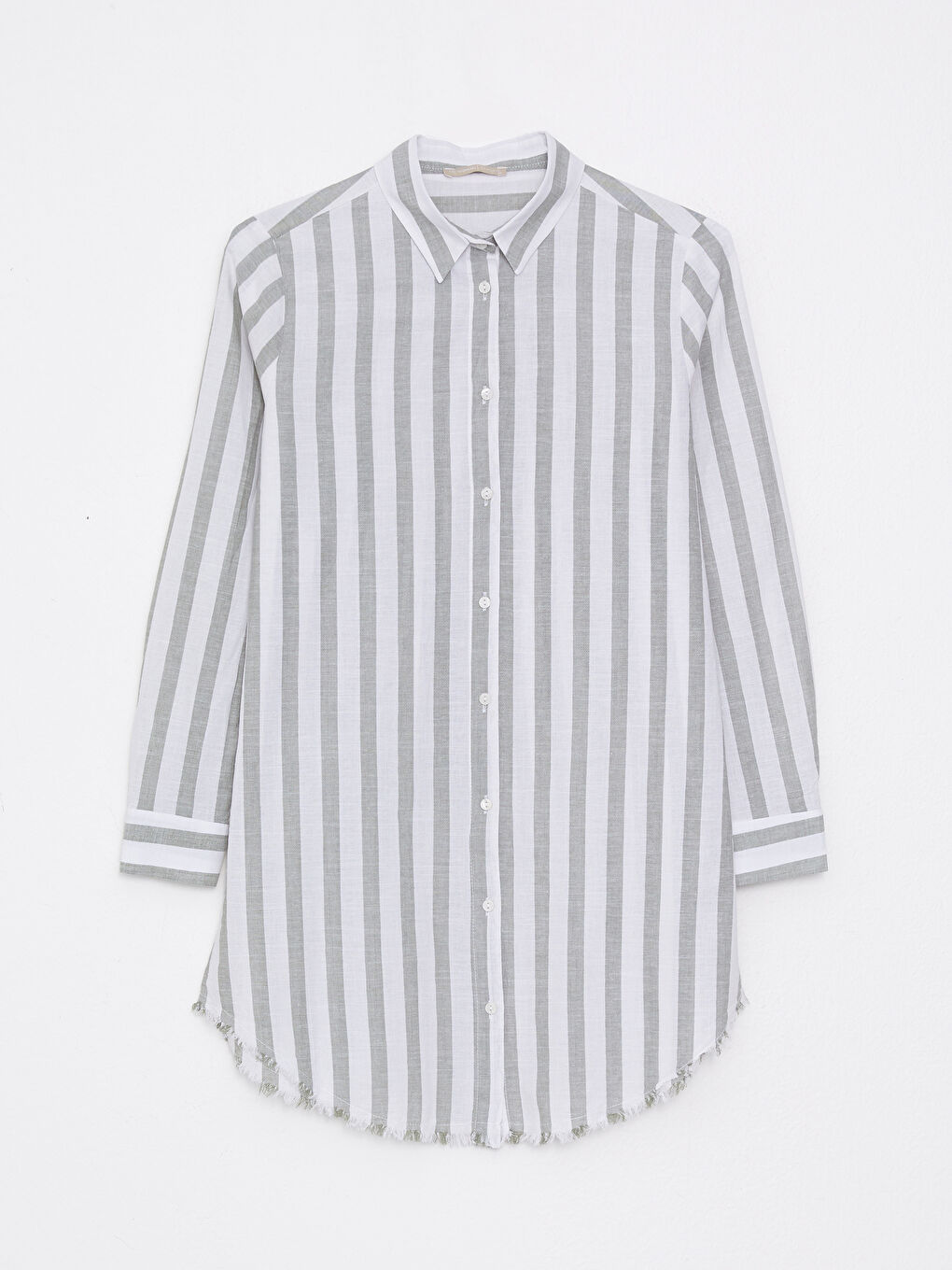 Haki Çizgili Kadın Gömlek Tunik-6