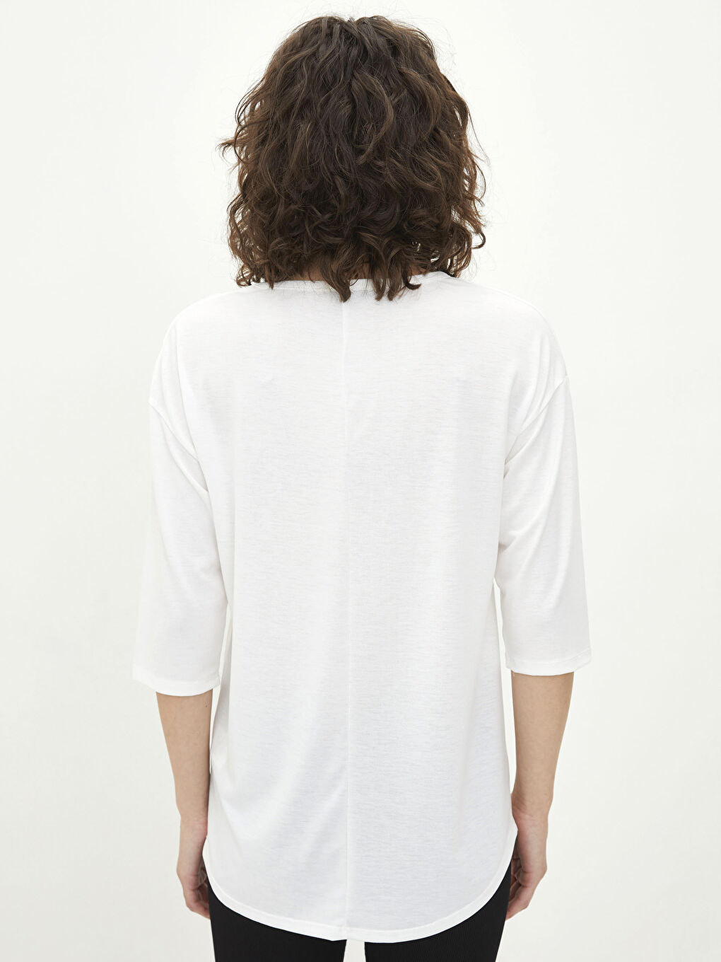 Tricou imprimat cu guler rotund pentru femei-4