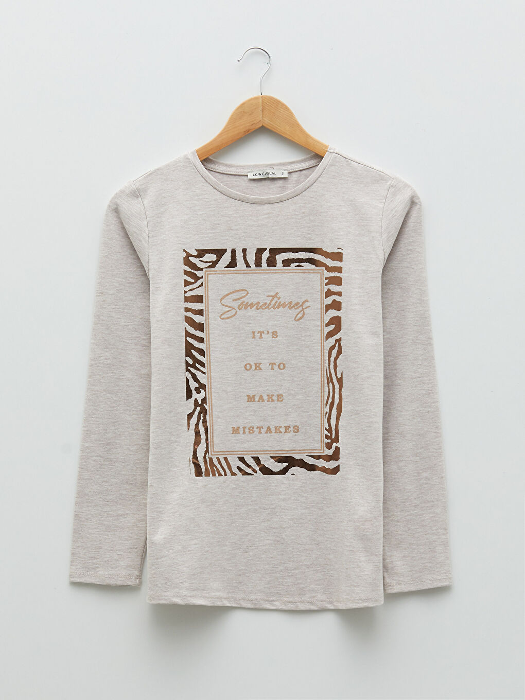 LCW Vision Crew Neck Printed Long Sleeve Women's T-Shirt -S2BR19Z8-L8P