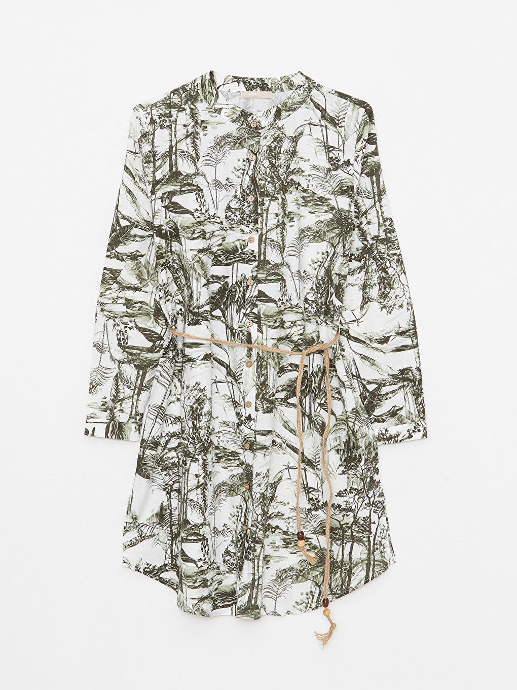 Yeşil Hakim Yaka Desenli Uzun Kollu Kadın Tunik-5