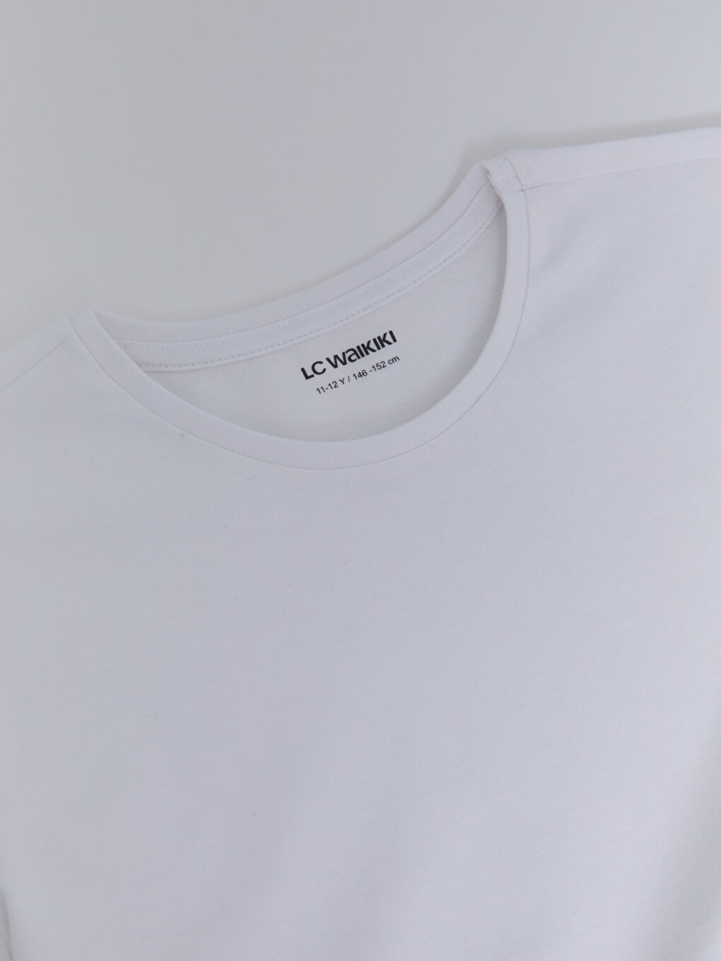 Beyaz Bisiklet Yaka Basic Uzun Kollu Pamuklu Kız Çocuk Tişört-1