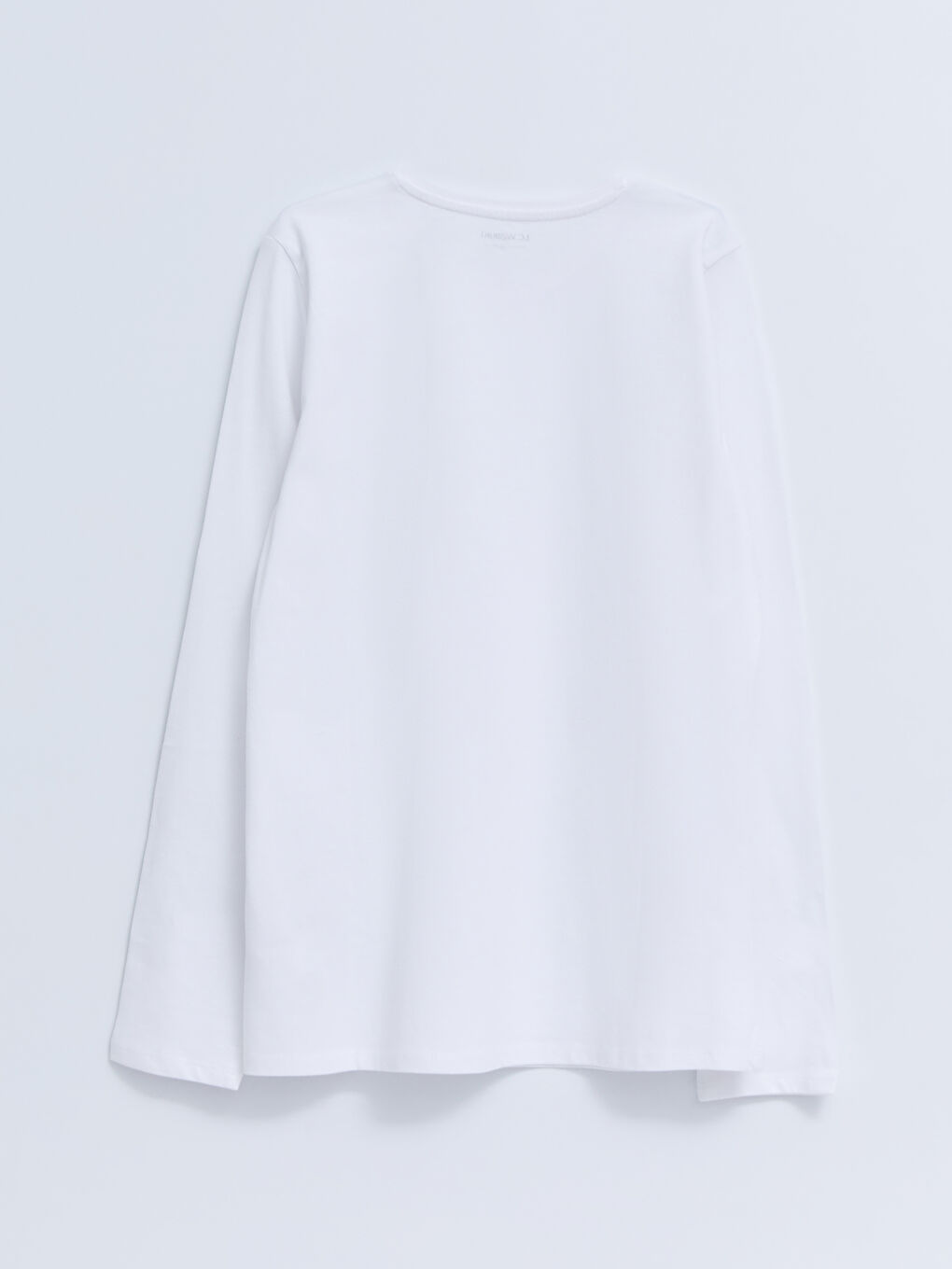 Beyaz Bisiklet Yaka Basic Uzun Kollu Pamuklu Kız Çocuk Tişört-2