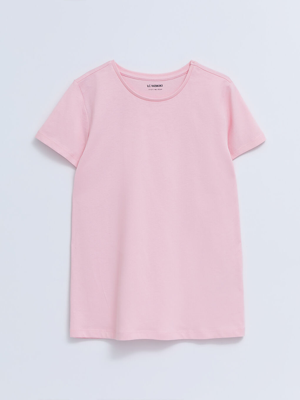 Pembe Bisiklet Yaka Basic Kısa Kollu Kız Çocuk Tişört