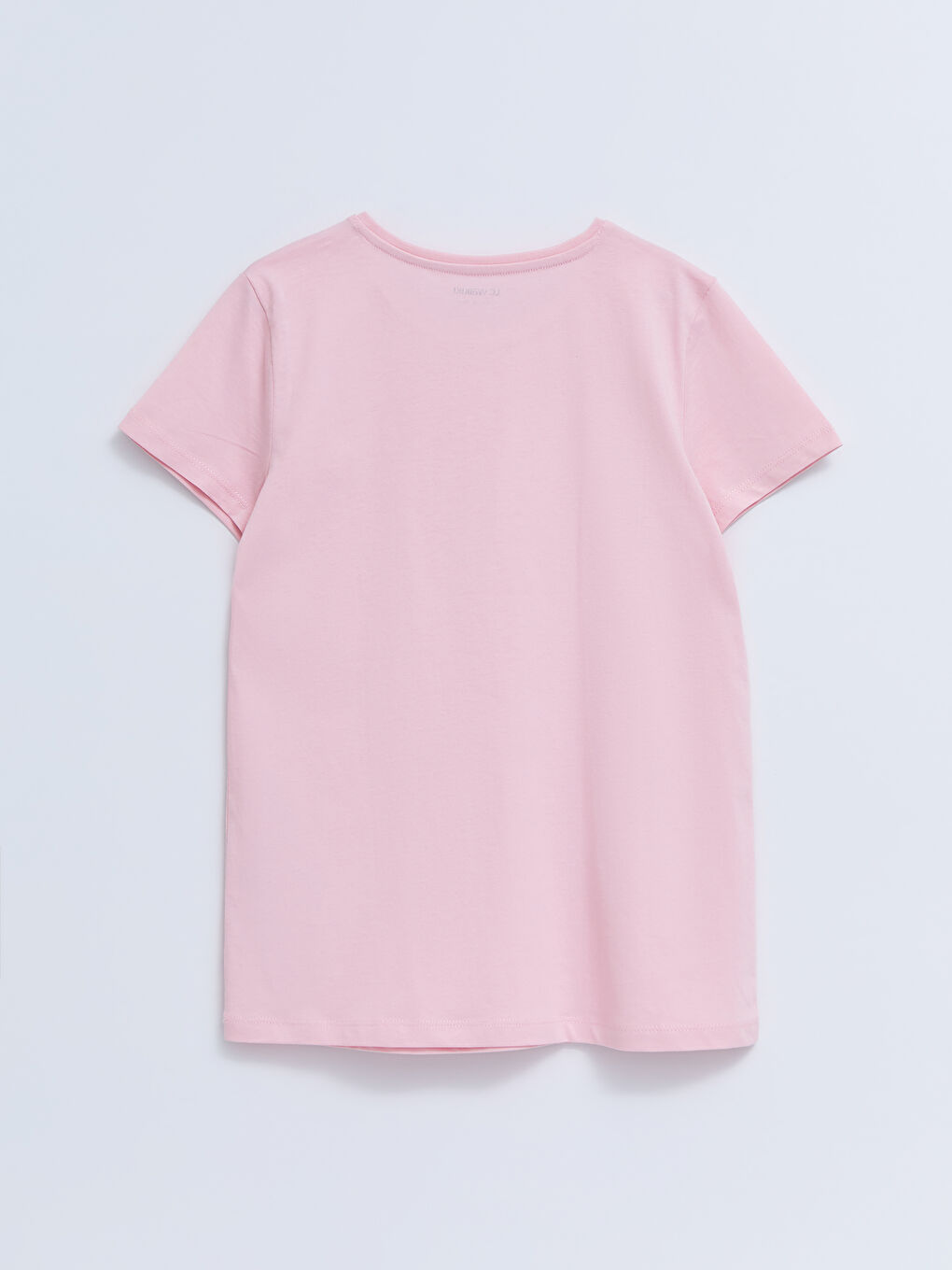 Pembe Bisiklet Yaka Basic Kısa Kollu Kız Çocuk Tişört-2