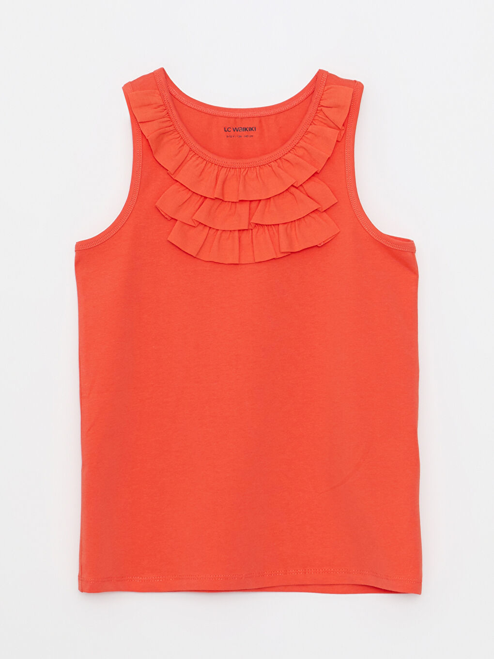 Mercan Bisiklet Yaka Basic Fırfır Detaylı Kız Çocuk Atlet