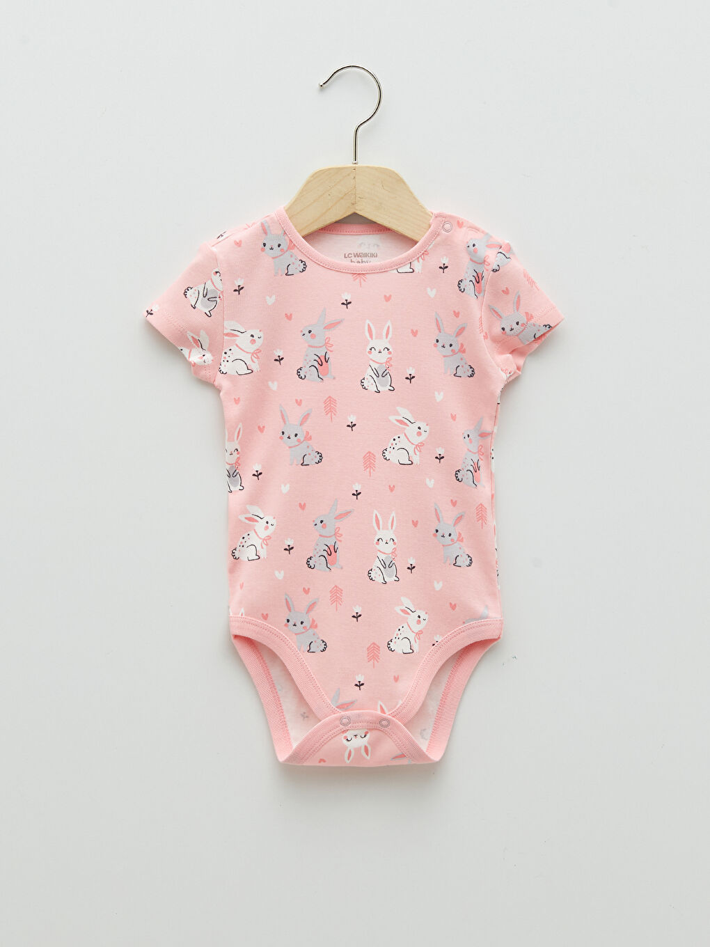 Crew Neck Short Sleeve Baby Girls' Snap Fastener Bodysuit 3-pack-1