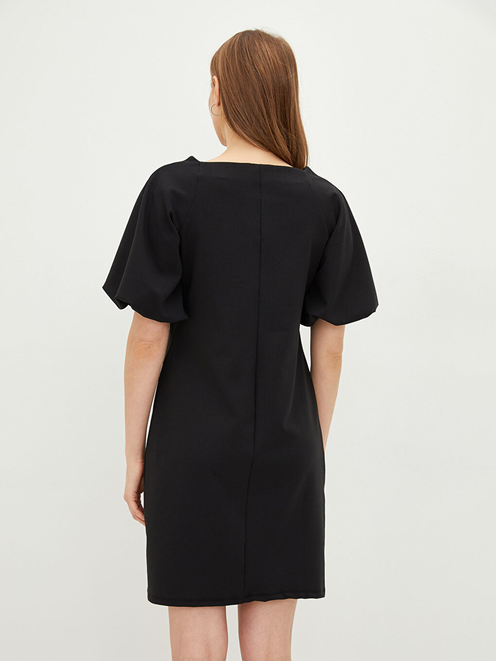 კვადრატული საყელო სწორი მოკლე სახელო ვისკოზის ქალებისთვის ბოდიკონი კაბა-3