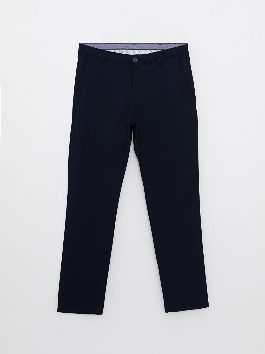 Lacivert Dar Kalıp Gabardin Erkek Chino Pantolon-5