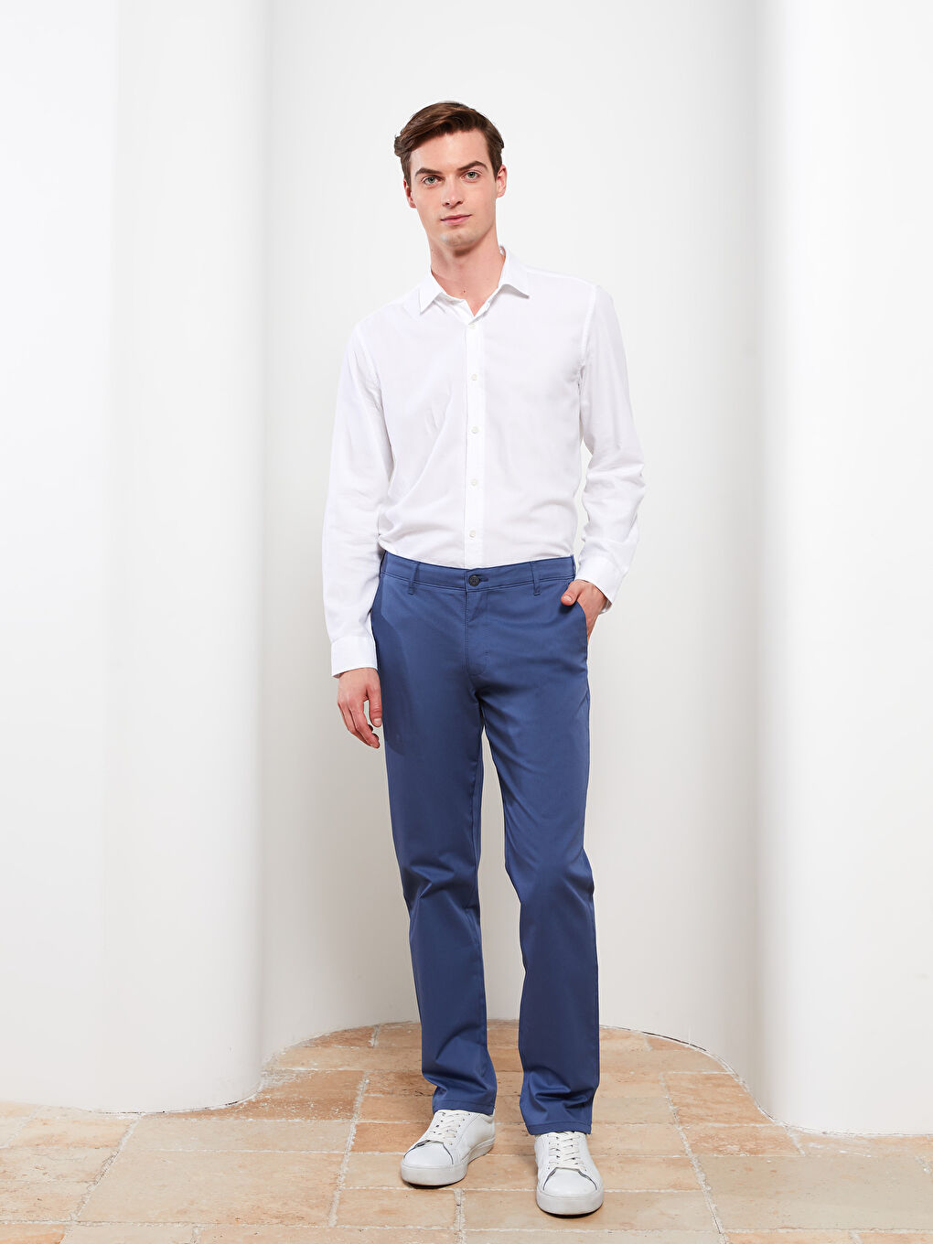 Slim Fit Gabardine Men's Chino Trousers