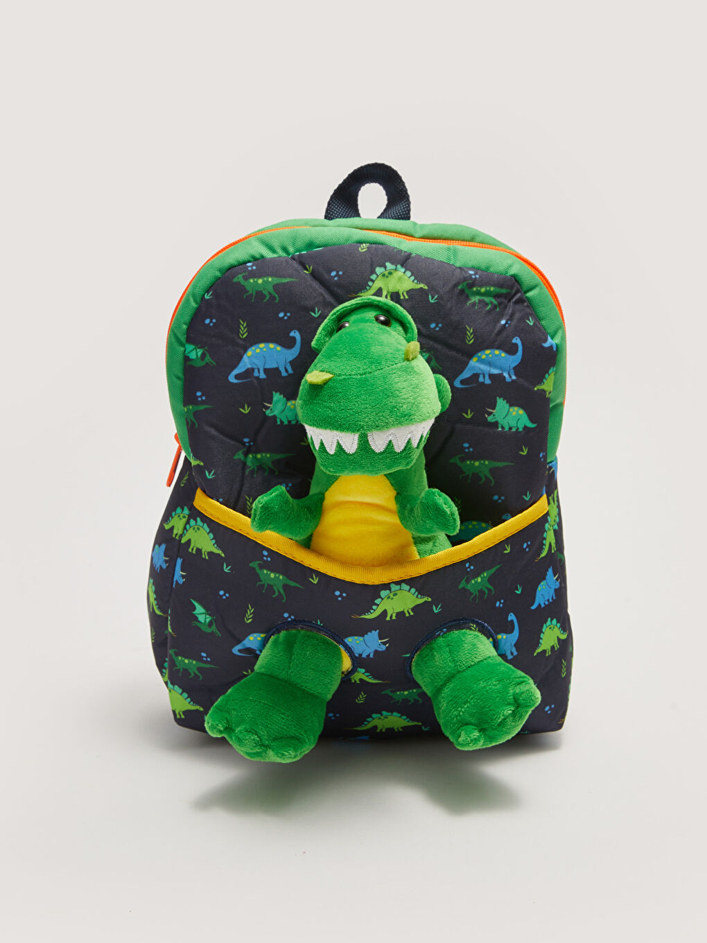 Lacivert Dinozor Oyuncaklı Baskılı Erkek Çocuk Sırt Çantası-2