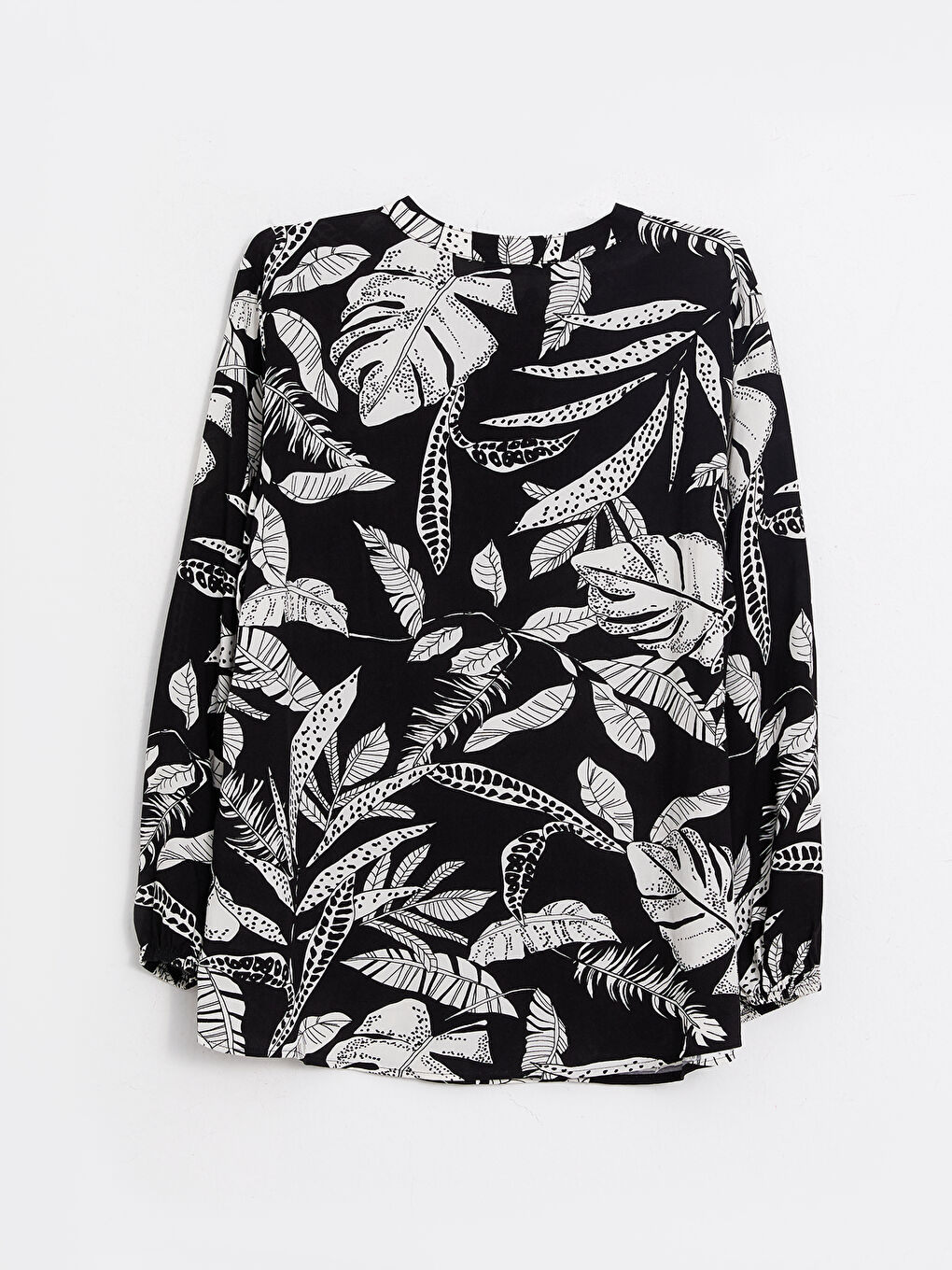 Bej Bağlamalı Yaka Çiçekli Uzun Kollu Viskon Kadın Bluz-6