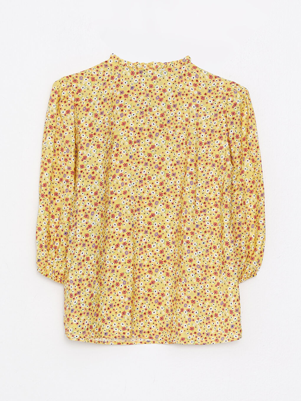 Sarı Bağlamalı Yaka Çiçekli Kadın Bluz-6