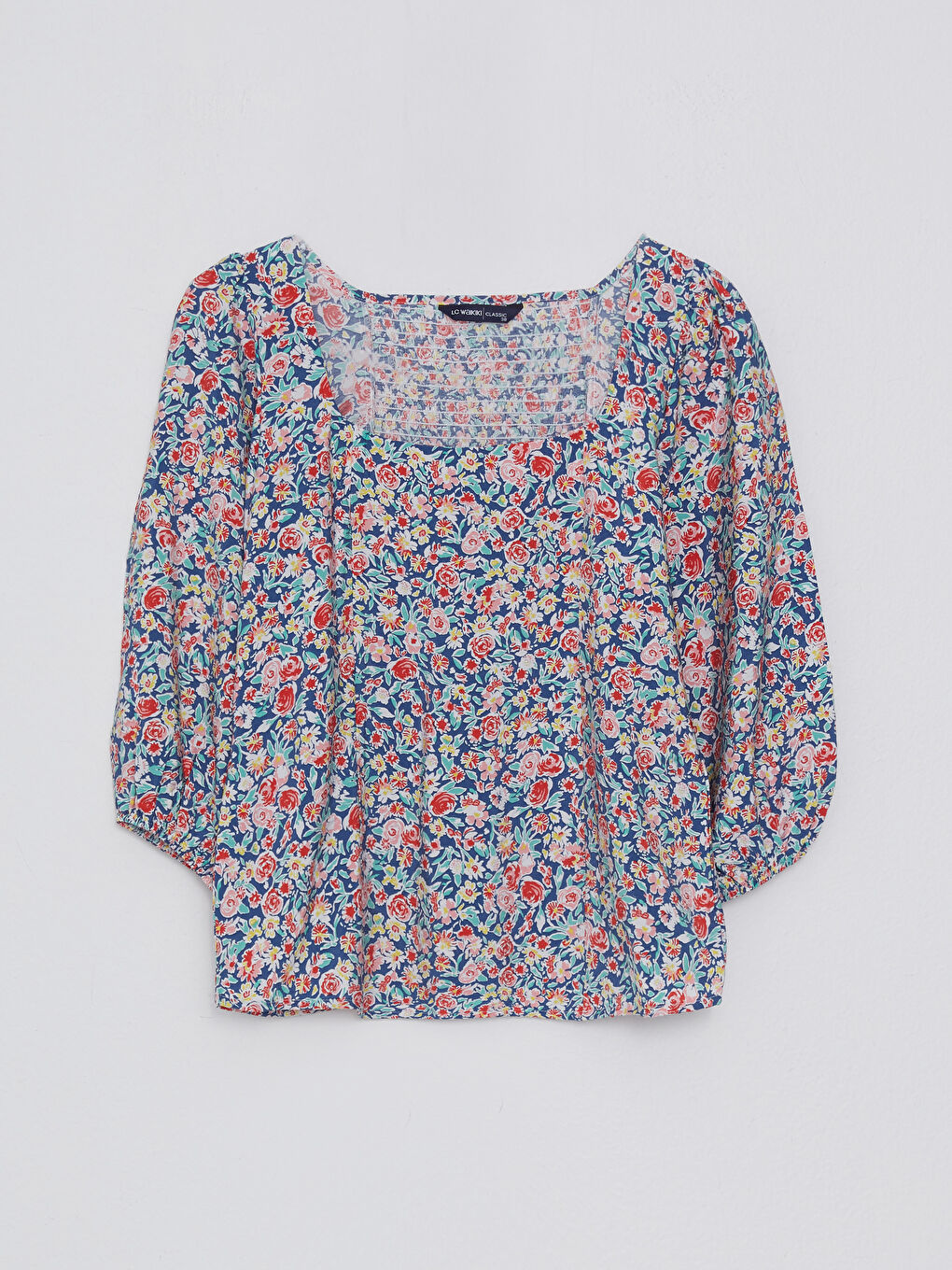 Square Collar Floral Women's Blouse-5