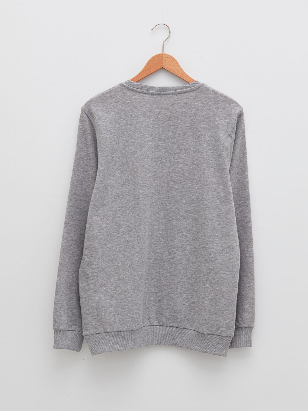 Gri Bisiklet Yaka Uzun Kollu Baskılı Erkek Sweatshirt-7