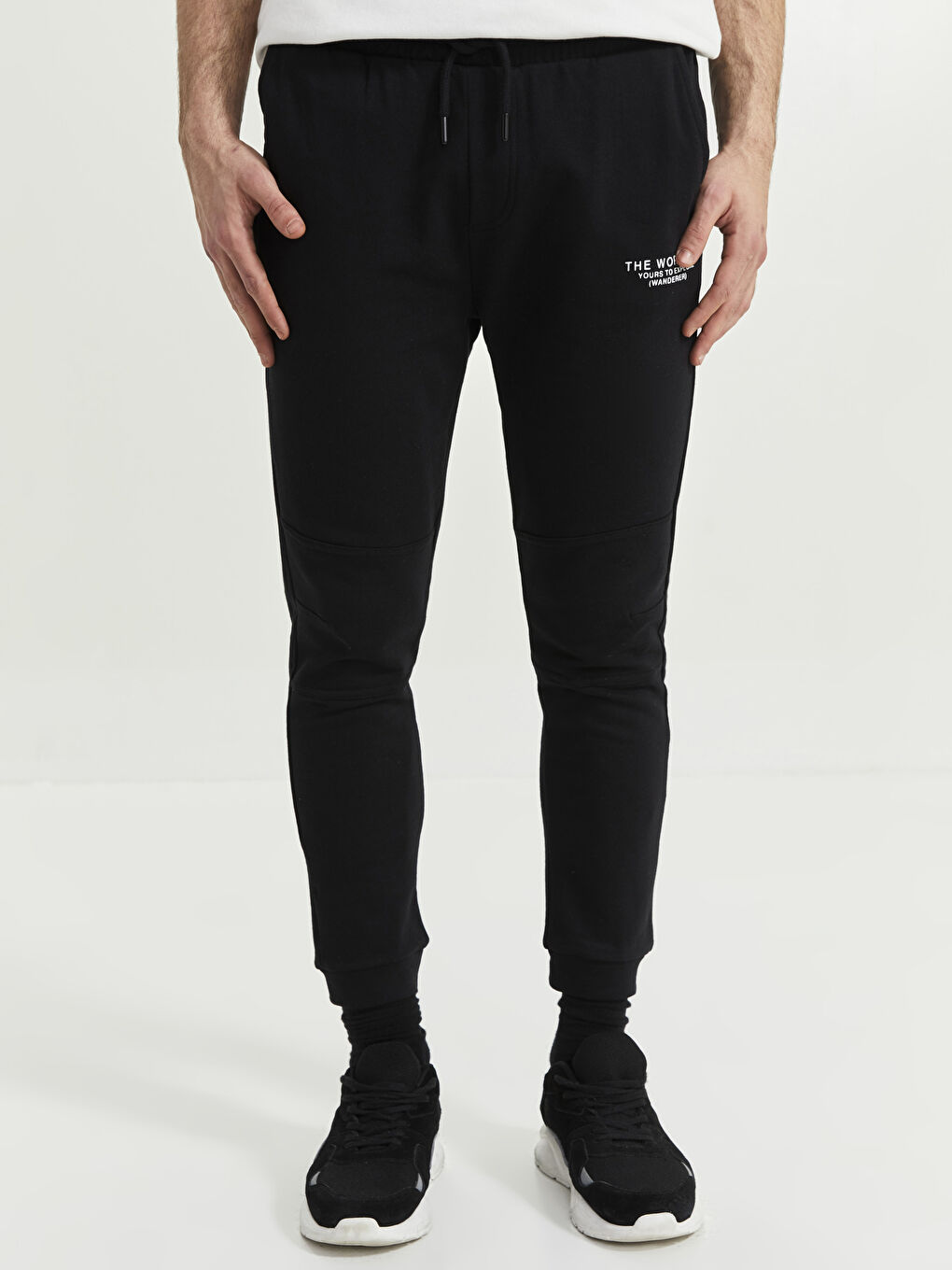 Siyah Standart Kalıp Erkek Eşofman Altı-2