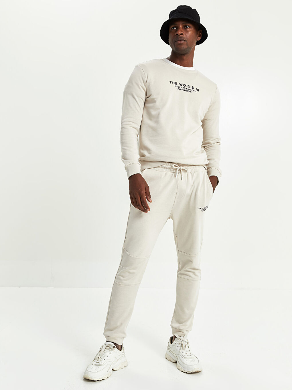 Bej Standart Kalıp Erkek Eşofman Altı-1