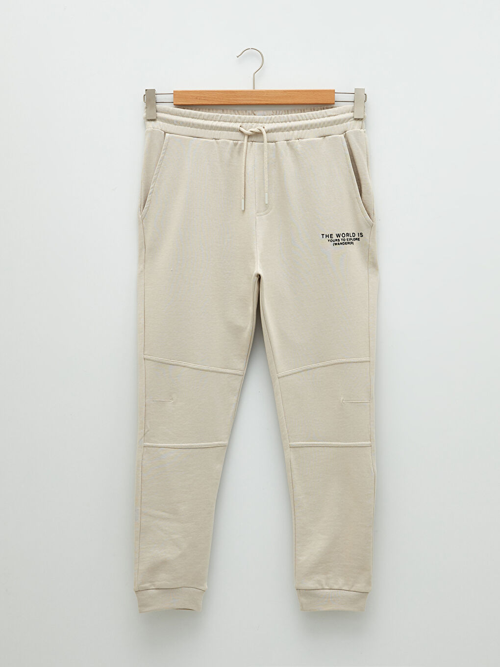 Bej Standart Kalıp Erkek Eşofman Altı-6