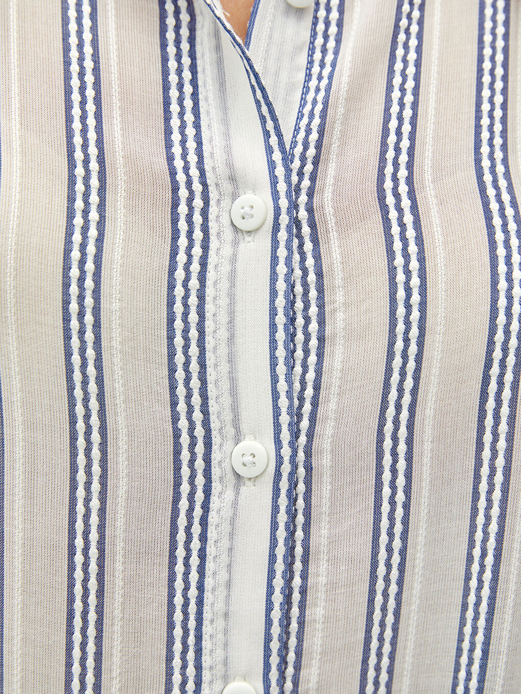 Front Button Closure Striped Long Sleeve Viscose Women's Shirt-3