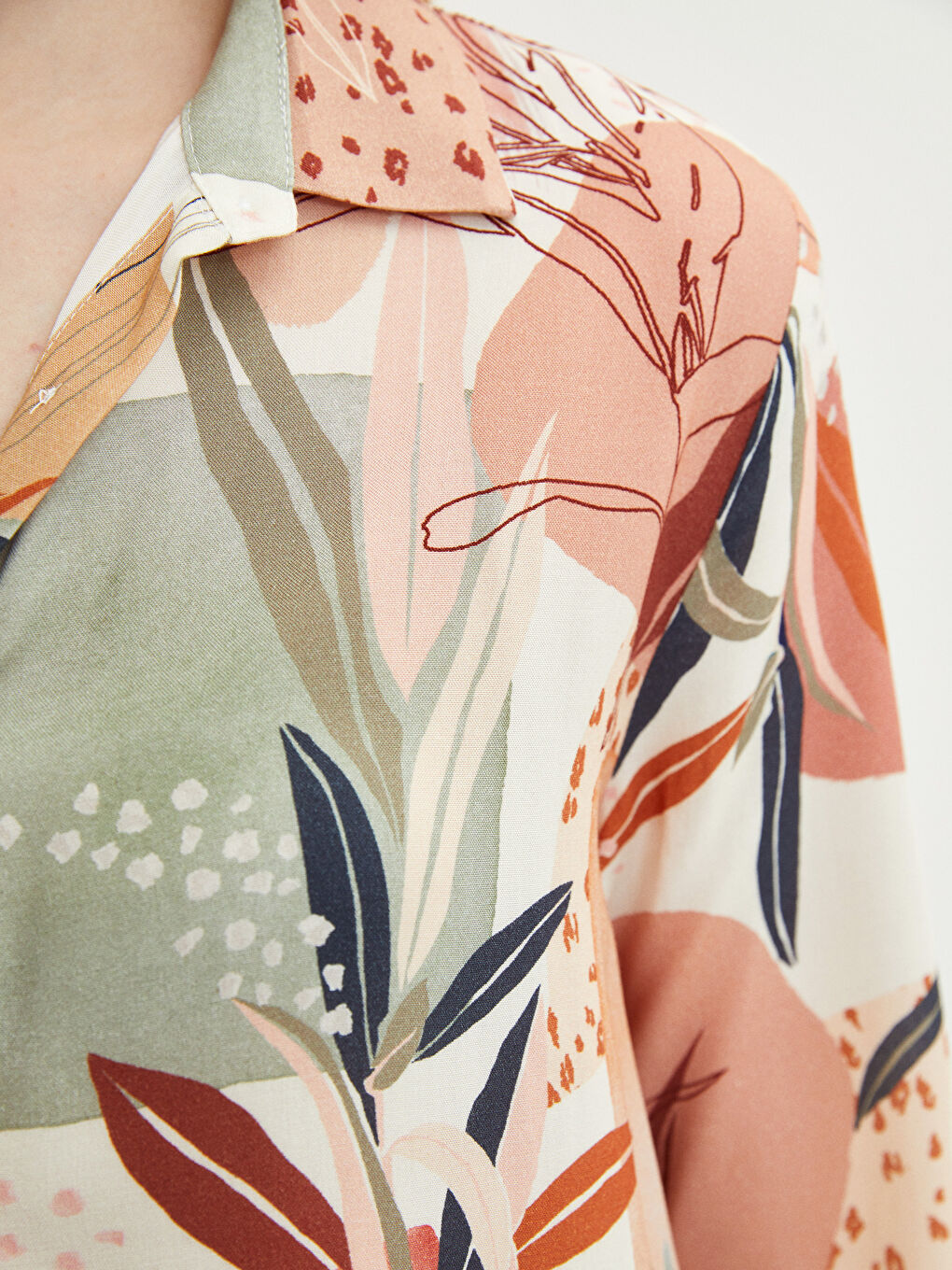 Patterned Long Sleeve Viscose Women's Shirt Tunic-3