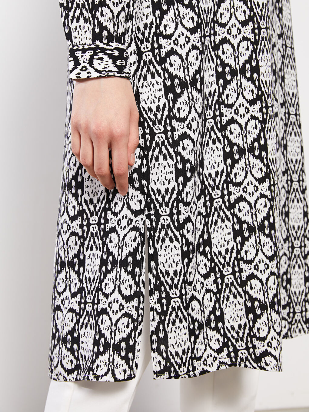 Рубашка-туника из вискозы с длинным рукавом с принтом для женщин-2