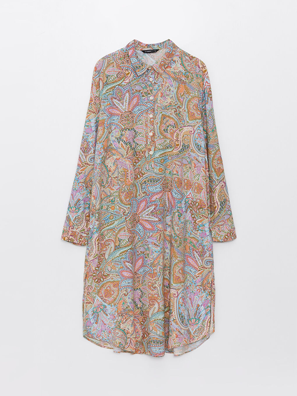 Patterned Long Sleeve Viscose Women's Shirt Tunic-5