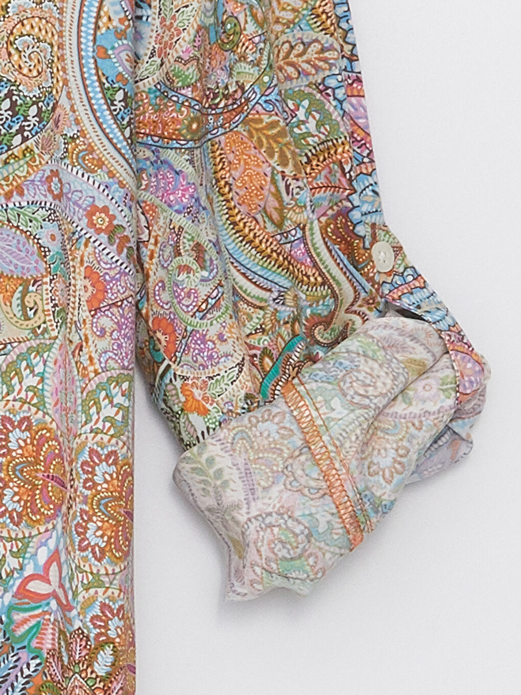 Patterned Long Sleeve Viscose Women's Shirt Tunic-7