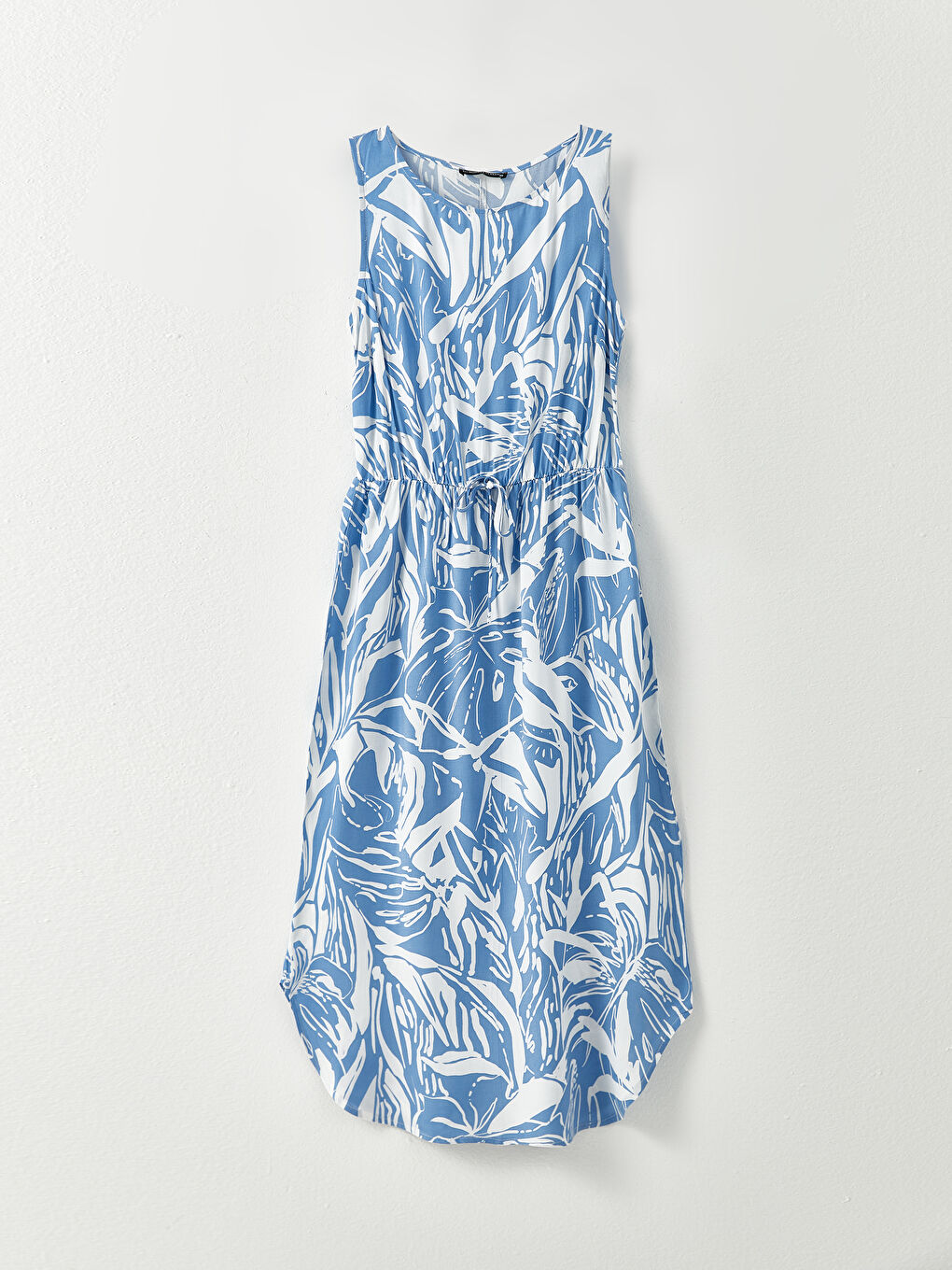 Mavi Bisiklet Yaka Desenli Kolsuz Viskon Kadın Elbise-5