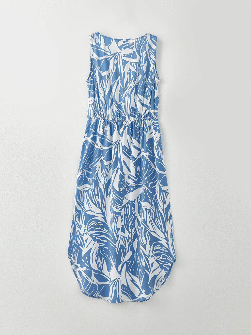 Mavi Bisiklet Yaka Desenli Kolsuz Viskon Kadın Elbise-6