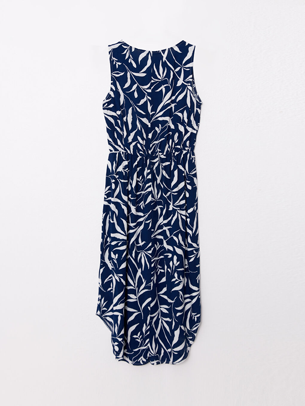 فستان نسائي بدون أكمام بياقة دائرية منقوش فيسكوز-6