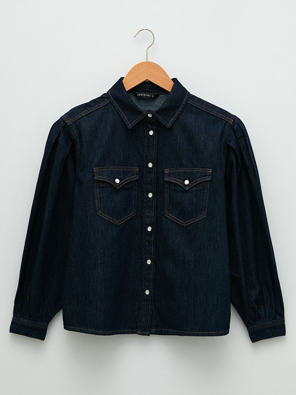 LCW Vision Veste en Jean à Fermeture Boutonnée Frontale Droite à Manches Longues pour Femmes-5