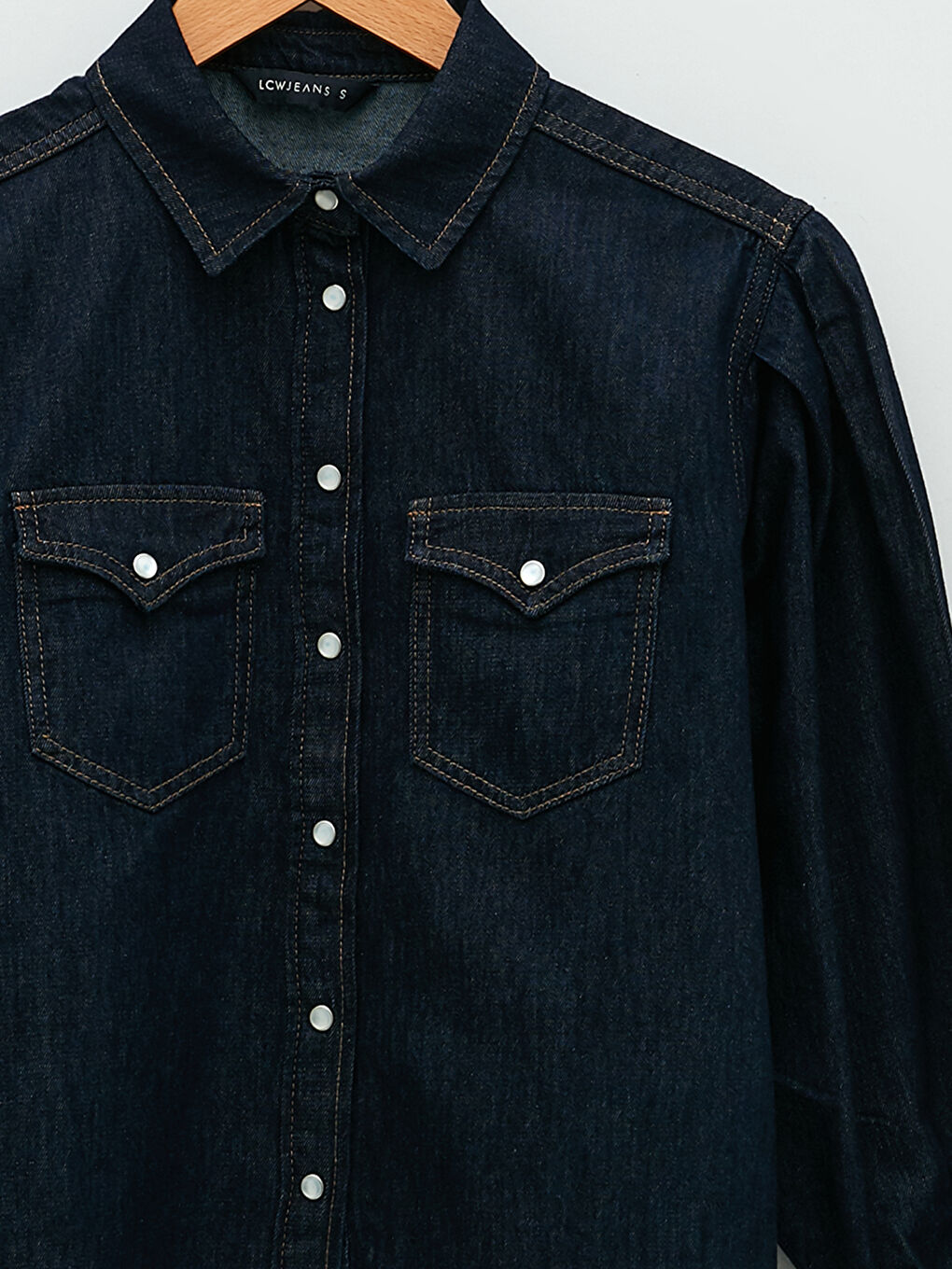 LCW Vision Veste en Jean à Fermeture Boutonnée Frontale Droite à Manches Longues pour Femmes-7