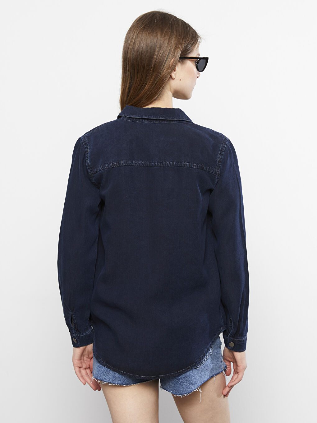 Cămașă Rodeo din Denim pentru Femei cu Mânecă Lungă și Închidere cu Nasturi în Față-4