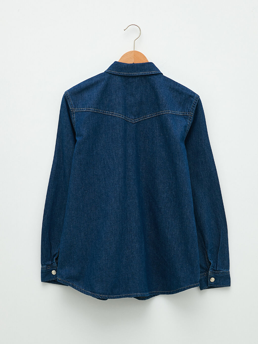 Front Button Closure Straight Long Sleeve Women's Rodeo Jean Shirt-6