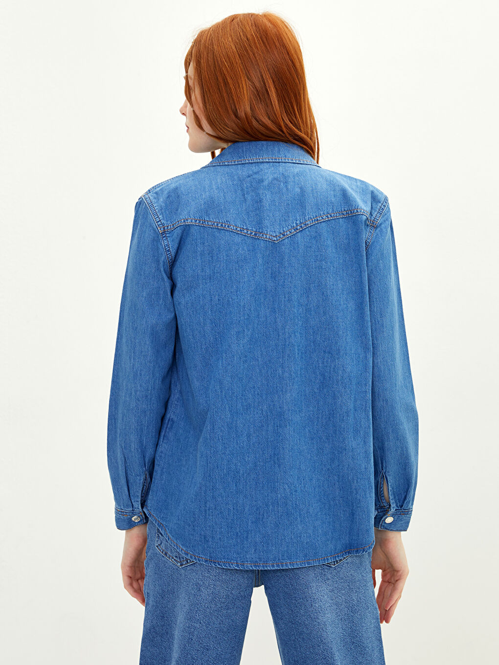 LCW Vision Gerade Langarm Rodeo Jeanshemd für Damen mit Knopfleiste -S2BS57Z8-507