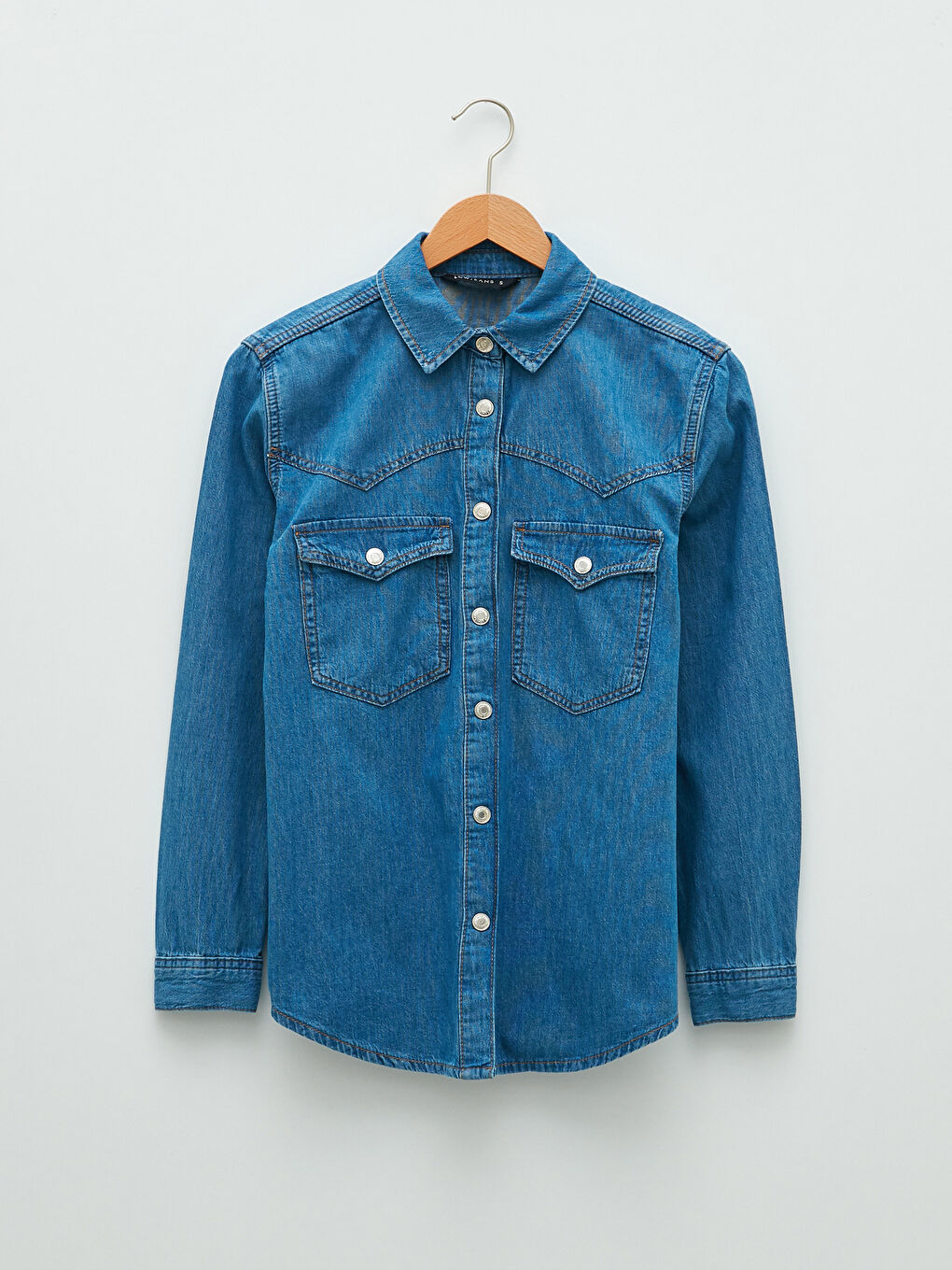 LCW Vision Gerade Langarm Rodeo Jeanshemd für Damen mit Knopfleiste -S2BS57Z8-507