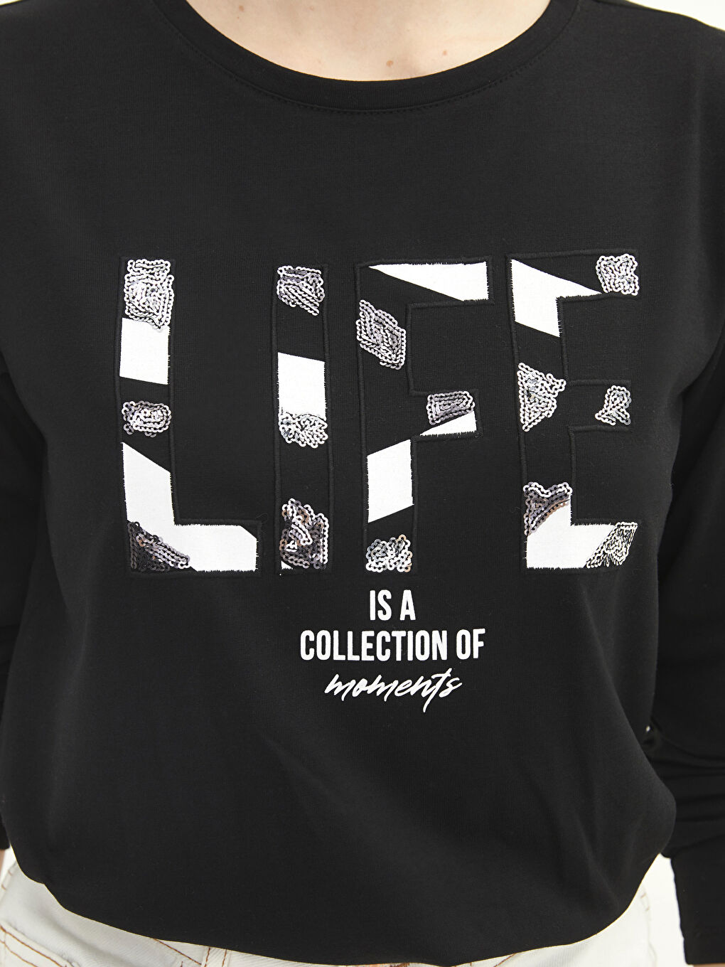 Женская футболка с круглым вырезом и длинными рукавами с принтом-3