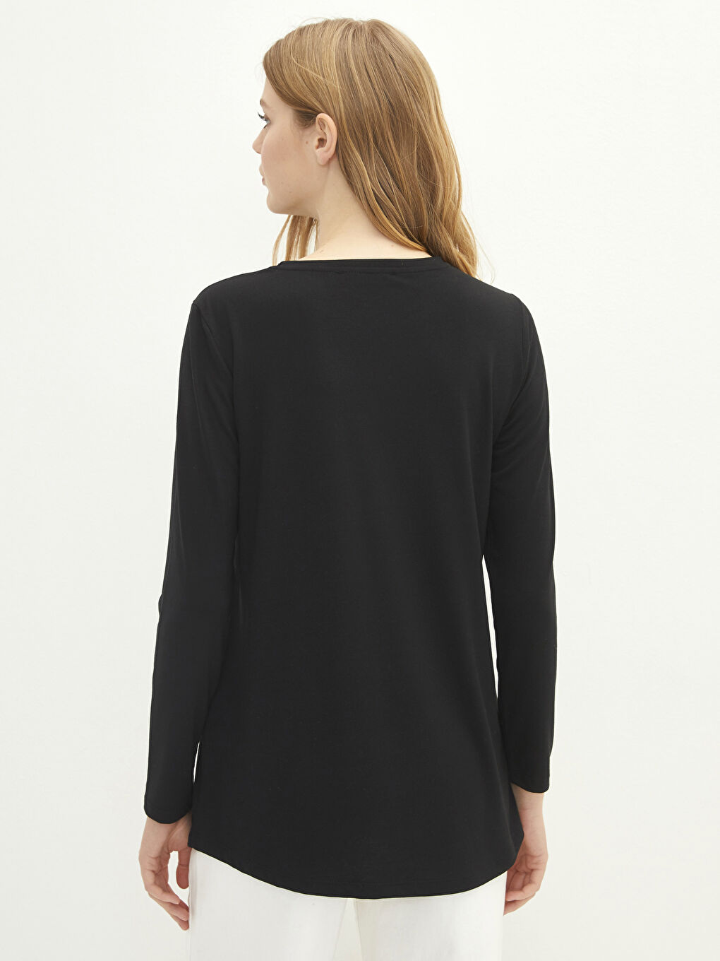 Женская футболка с круглым вырезом и длинными рукавами с принтом-4