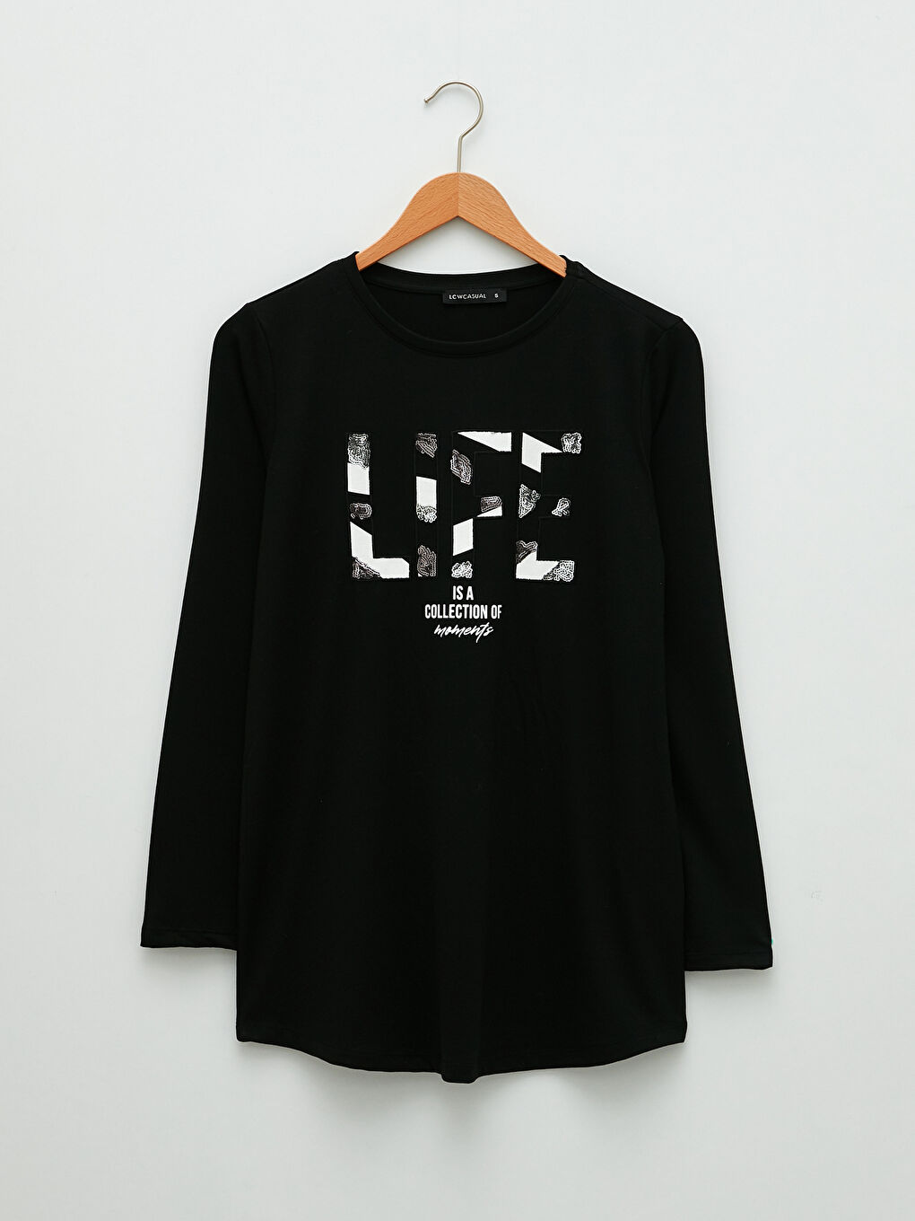 Женская футболка с круглым вырезом и длинными рукавами с принтом-5